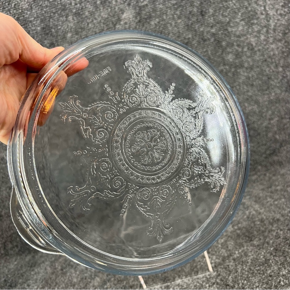 Vtg Fire King Philbe Sapphire Blue Casserole Lid / Pie Dish Anchor Hocking Glass - Picture 5 of 14